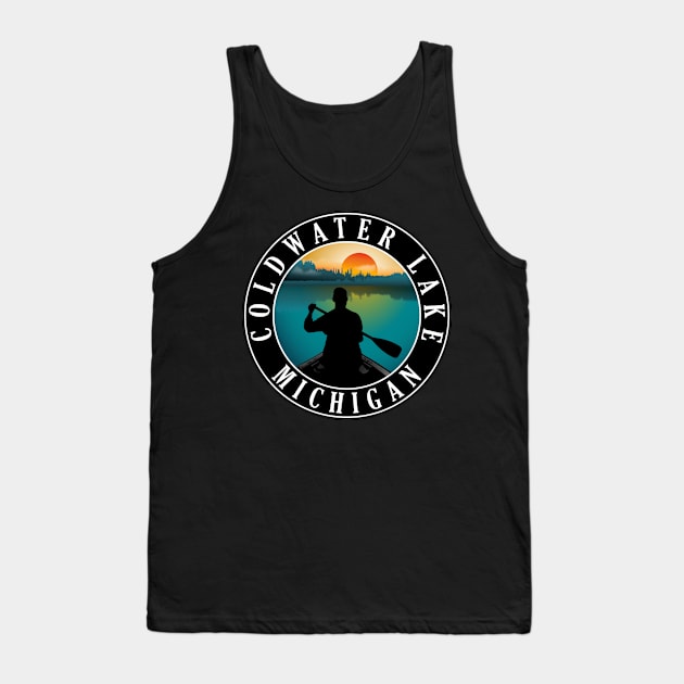 Coldwater Lake Canoeing Michigan Sunset Tank Top by BirdsEyeWorks